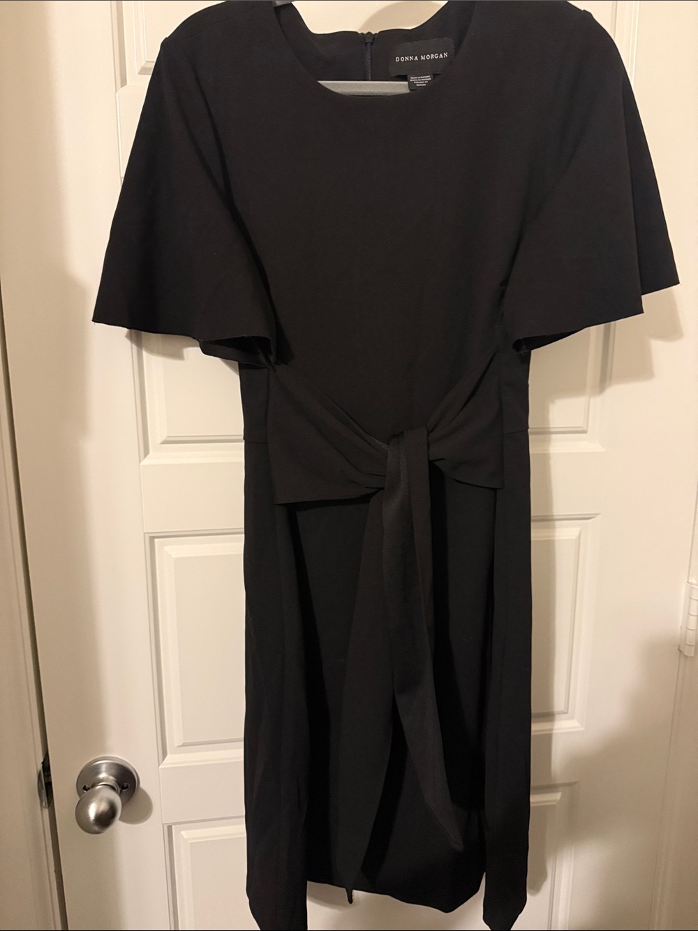 Donna Morgan Black Tie-Front Midi Dress
